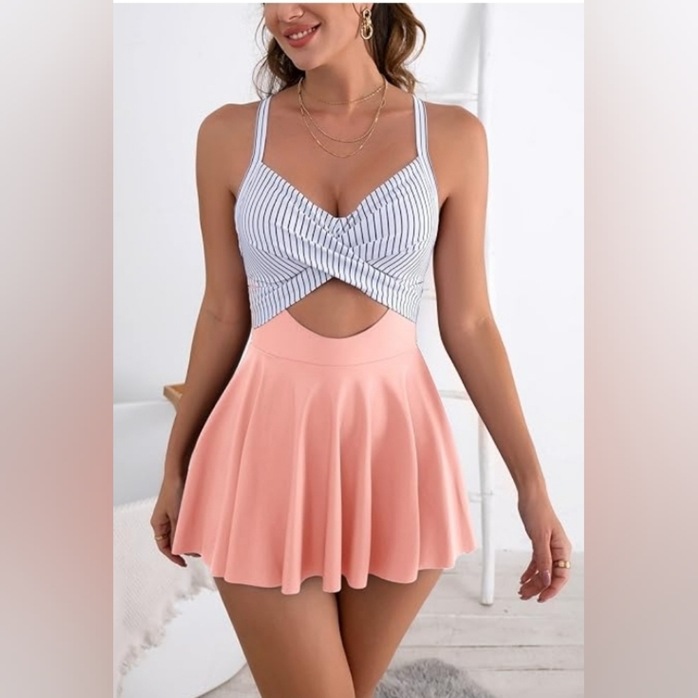 B2prity Women Cutout One Piece Skirt Swimsuit